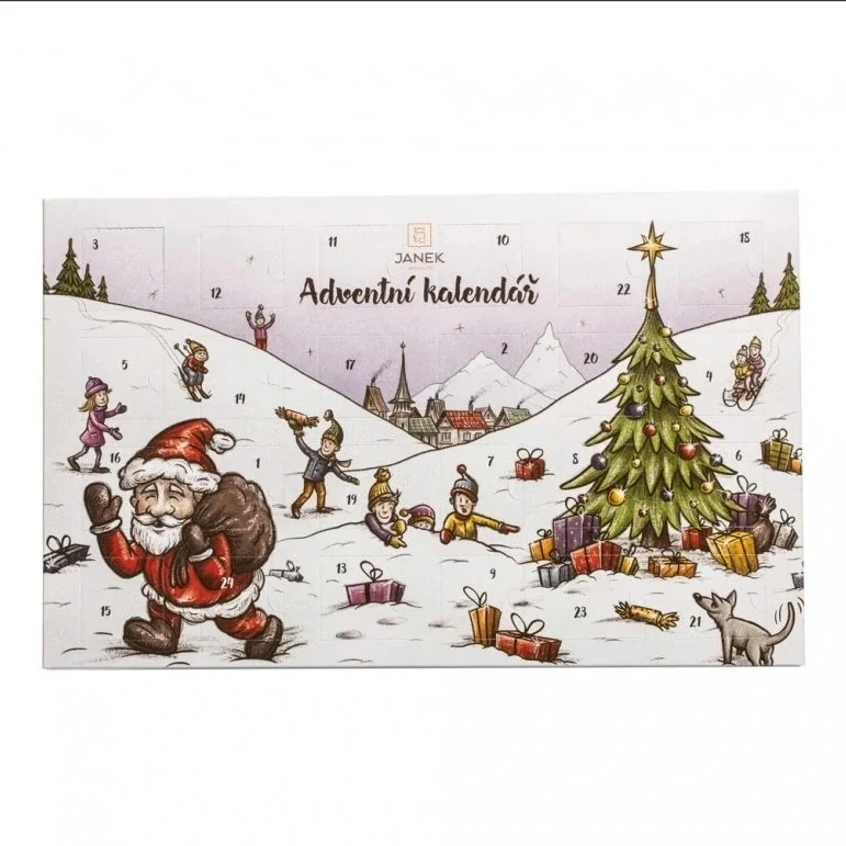 Janek - čokoládový adventní kalendář Santa - hořká 64%