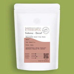Ethiopia Sidamo Decaf - water process 250 g (100g, 500g, 1000g, dóza 300g)