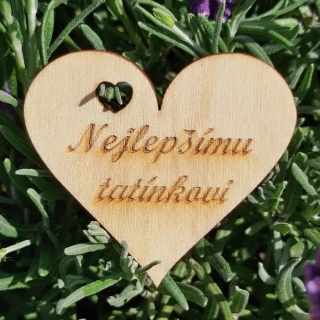 Dřevěná placka - srdce 5 cm - Nejlepšímu tatínkovi